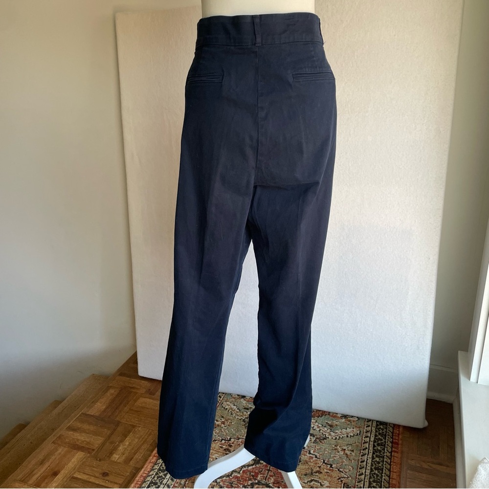 Navy Blue Staight-leg High-Rise Comfort Waist Cotton Pants, Size 16 - Picture 2 of 8
